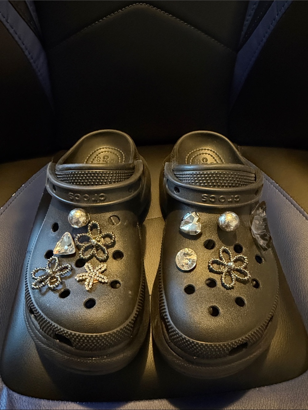 Black Crocs Clog Shoes with Decorative Charms